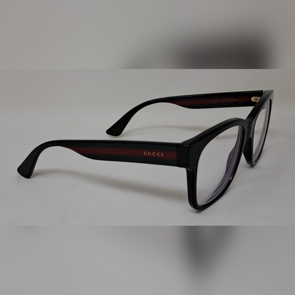 Gucci Women's Eyeglasses Glasses Unisex Black Striped GG0342OS 004 56-18-150 - Picture 9 of 16